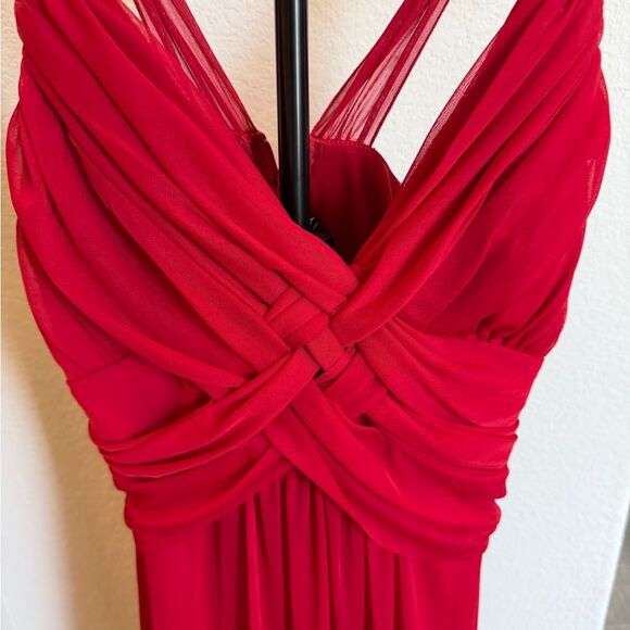 Roberta Bridal Red Twisted Bodice Maxi Dress M - Picture 2 of 6